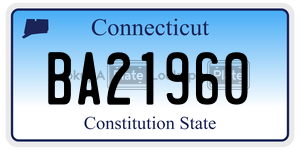 BA21960 license plate in Connecticut
