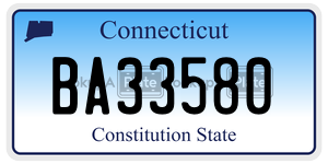 BA33580 license plate in Connecticut