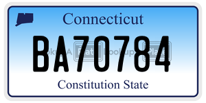 BA70784 license plate in Connecticut