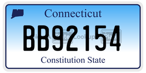 BB92154 license plate in Connecticut