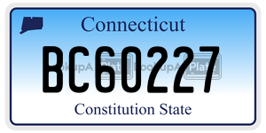 BC60227 license plate in Connecticut