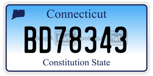 BD78343 license plate in Connecticut