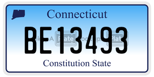 BE13493 license plate in Connecticut