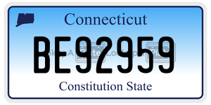 BE92959  license plate in CT