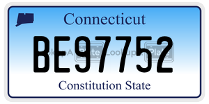 BE97752 license plate in Connecticut