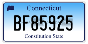 BF85925  license plate in CT