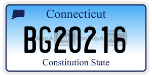 BG20216 license plate in Connecticut