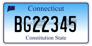 BG22345 license plate in Connecticut