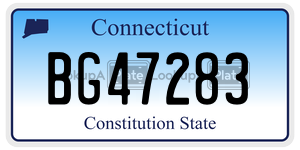 BG47283  license plate in CT