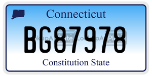 BG87978 license plate in Connecticut