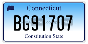 BG91707 license plate in Connecticut