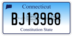 BJ13968 license plate in Connecticut