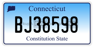 BJ38598 license plate in Connecticut