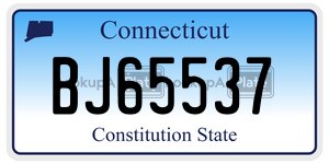 BJ65537 license plate in Connecticut