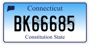 BK66685 license plate in Connecticut