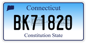 BK71820 license plate in Connecticut