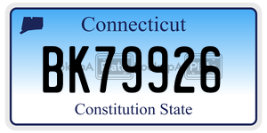 BK79926 license plate in Connecticut