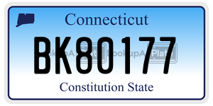 BK80177 license plate in Connecticut