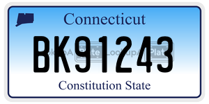 BK91243  license plate in CT