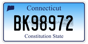 BK98972 license plate in Connecticut