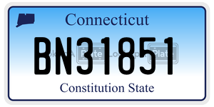 BN31851 license plate in Connecticut