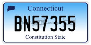 BN57355  license plate in CT