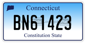 BN61423 license plate in Connecticut