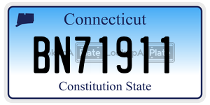 BN71911 license plate in Connecticut