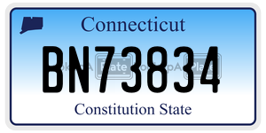 BN73834 license plate in Connecticut