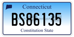 BS86135 license plate in Connecticut
