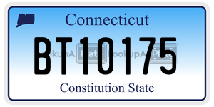 BT10175 license plate in Connecticut