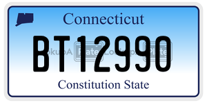 BT12990 license plate in Connecticut