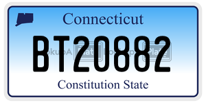 BT20882 license plate in Connecticut