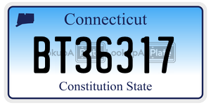 BT36317 license plate in Connecticut