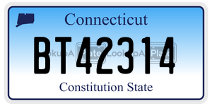 BT42314 license plate in Connecticut