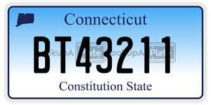 BT43211 license plate in Connecticut