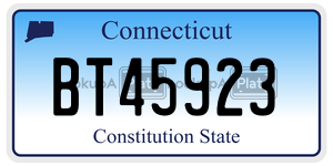 BT45923  license plate in CT