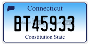 BT45933  license plate in CT
