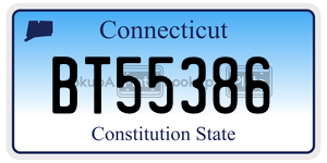 BT55386 license plate in Connecticut