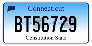 BT56729 license plate in Connecticut