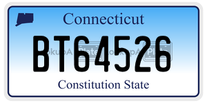 BT64526 license plate in Connecticut