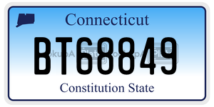 BT68849 license plate in Connecticut