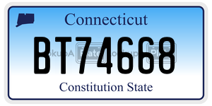 BT74668 license plate in Connecticut