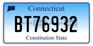 BT76932 license plate in Connecticut