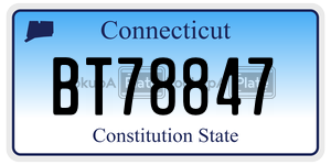 BT78847 license plate in Connecticut