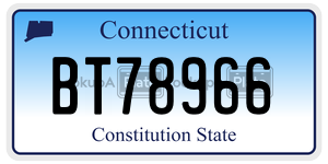 BT78966 license plate in Connecticut