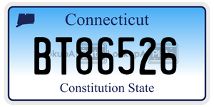BT86526 license plate in Connecticut