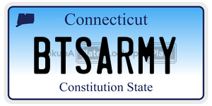 BTSARMY license plate in Connecticut