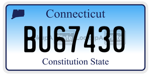 BU67430  license plate in CT
