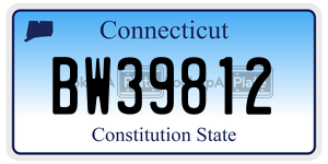 BW39812  license plate in CT